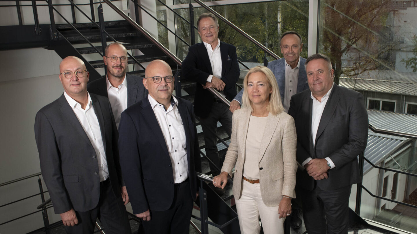 Left to right: Rainer Hoop, Marius Glaubitz, Peter Schmidheiny, CEO Martin Henck, Simone Brosy Widmer, Bernd Wurster, Hans-Peter Frei